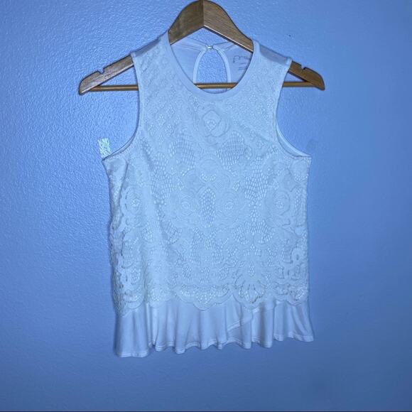 Art Class Cream Lace Overlay Tank L 10-12 - Picture 1 of 8
